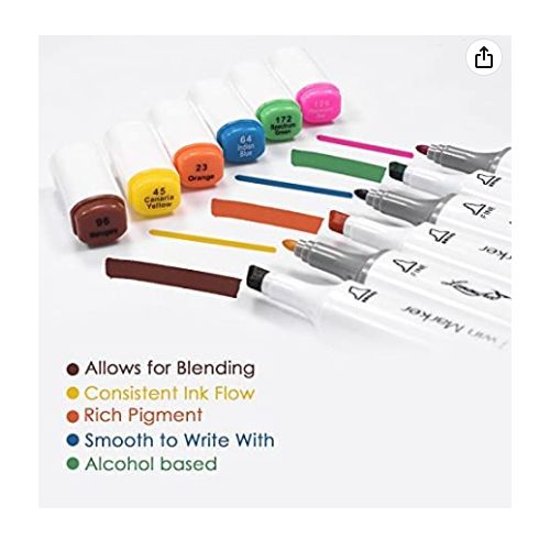 26 Alcohol Markers Brush Tip Dual Tip Art Marker Pen W/Carrying