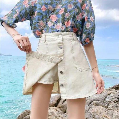 Retro Front Slit Denim Skirts Female Summer 2023 Casual Washed High Waist  Long Skirt Women All Match Design Street Midi size XL Color Black