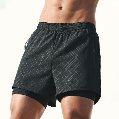 Generic Men's 2 In 1 Running Shorts With Pockets Compression Liner