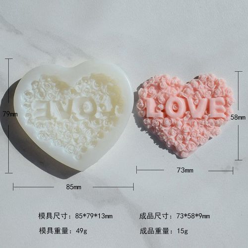 Generic DIY Candle Silicone Mold Rose Heart Love Aromatherapy
