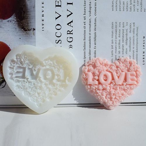 Generic DIY Candle Silicone Mold Rose Heart Love Aromatherapy