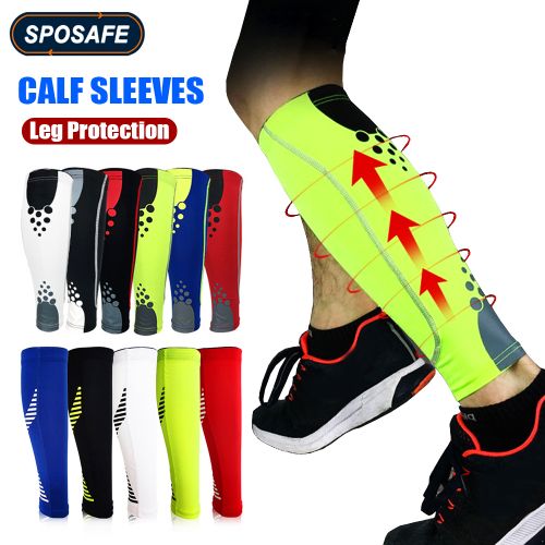Generic 1Pcs Sports Calf Compression Sleeve Shin Splint Support Guard Leg  Protection Sock For Basketball Running Cycling Travel Recovery-Black-1Pcs