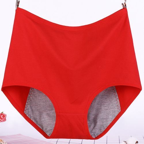 Fashion Women Casual High Waist Menstrual Period Leak Proof Underwear  Cotton Briefs-Red