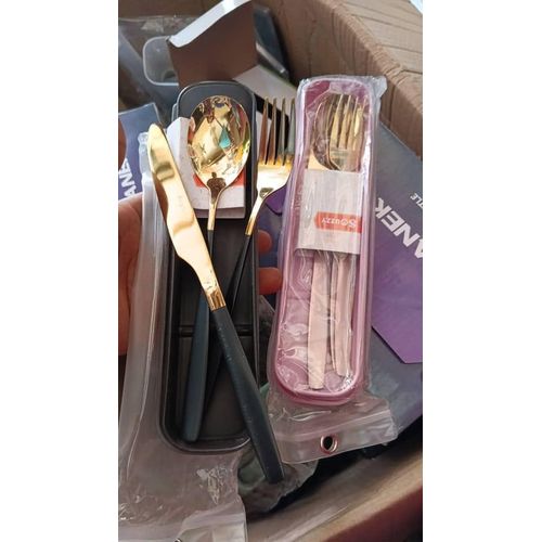 Generic 3pcs Gold Mix Dinnerware Spoon, Fork And Knife Set