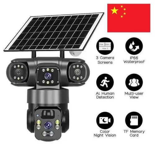 Generic SOLAR-POWERED AUTO_TRACKING COMPLETE 3 LENS CCTV CAMERA ULTRA HD 4K