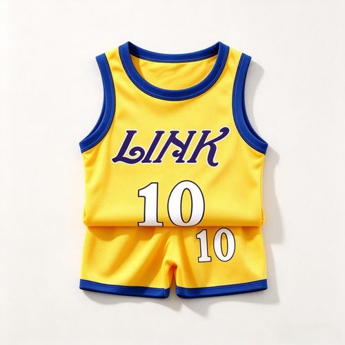 Fashion Boys' Summer Basketball Tank Top Shorts Sports Set - Yellow - image 8
