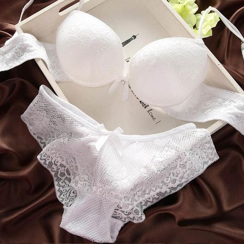 Generic Women Push Up Bra Sets Under Pants Lace Padded Embroidery Brassiere  Flower Bra Sets Panty 28-38 A B C D Cup