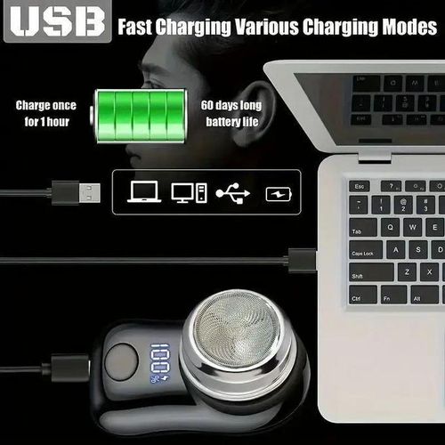 product_image_name-Generic-1pc USB-Powered Electric Shaver with LED Display & Digital Panel - Cordless Men's & Women's WetDry Use, 100-Speed Settings, Ergonomic Handle, USB Charging, Travel-Friendly Electric Razor with Lithium-Ion Battery, USB-Powered Mini Shaver-7