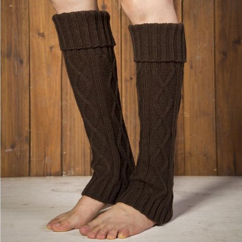 Generic Winter Knitted Wool Warm Leggings Vintage Lingge Solid Color  Thermal Warm Long Socks Furry Leg Warmers Women Slouch Socks 1 Pair