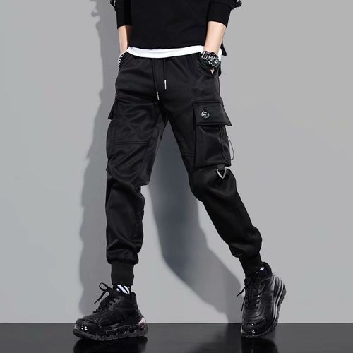 Fashion Dripping Black Cargo Combat Pant Joggers
