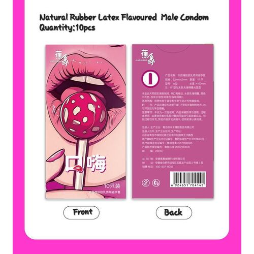 product_image_name-Generic-Jiaoxiang "Oral Kiss" Flavor Condoms - Natural Latex - Candy/Lollipop Flavored for Enhanced Oral Pleasure - Non-Oily, 10 Pack-4