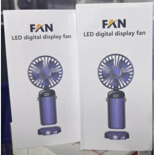 Generic Unique Foldable Rechargeable Led Display Digital Cooling Hand Fan With Rope And Usb Cord