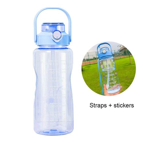 2l Sports Water Bottle With Straw Portable Large Capacity Water Bottles  Fitness Bike Cup Summer Cold Water Jug With Time Marker