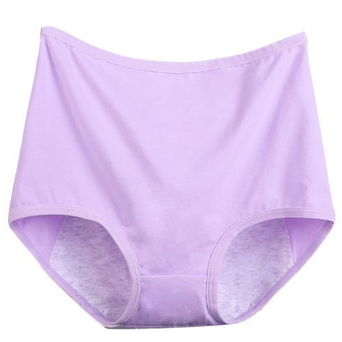 Fashion Women High Waist Menstrual Period Leak Proof Underwear Cotton Briefs-Purple