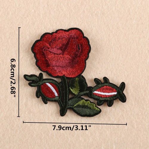 Mairbeon Rose Flower Sew Badge Iron on Embroidery Patches Bag Jeans  Applique Set Craft 