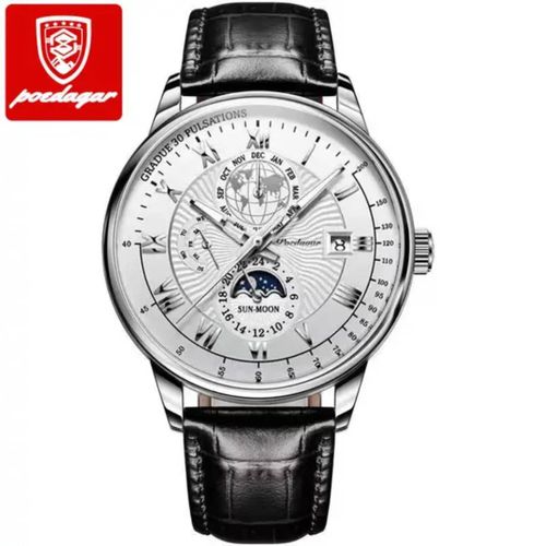 product_image_name-POEDAGAR- Black Leather Black Dial Chronograph Watch-1