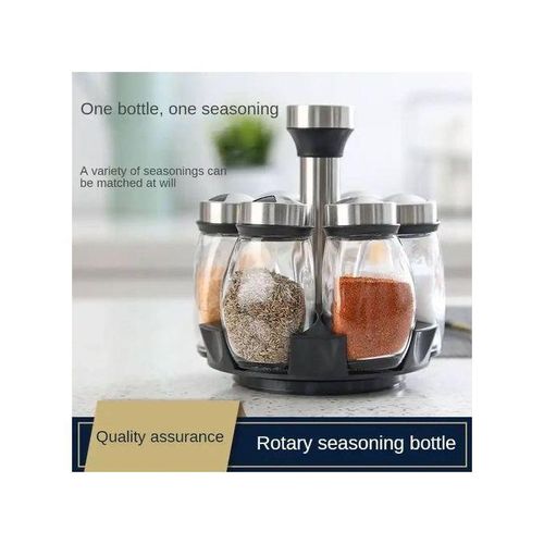Generic 360 Degrees Rotating SPICES Rack With 6 Bottles