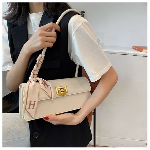 Fashionable Texture Solid Color Single-shoulder Baguette Bag