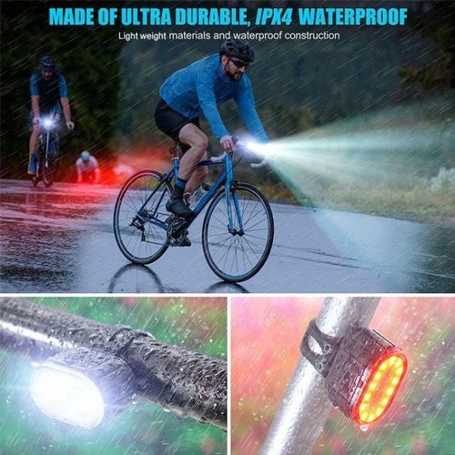 Generic USB Waterproof LED Bicycle Light  Front and Rear Light Set Mountain Bike Headlight Bicycle - image 6
