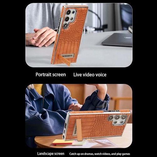 product_image_name-Generic-Samsung S24ULTRA electroplated crocodile pattern leather kickstand case-2