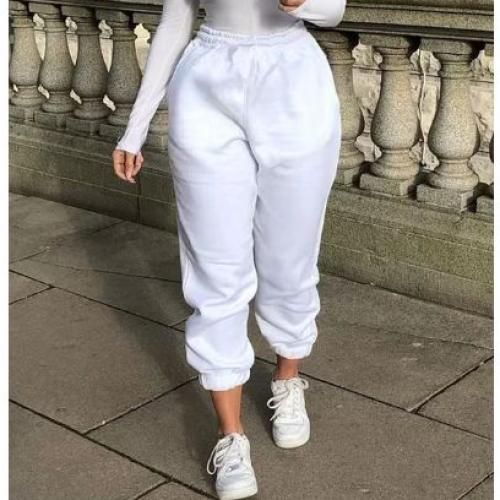 Womens Ladies Joggers Tracksuit Bottoms Trousers Slacks Gym Jogging Sweat  Pants White