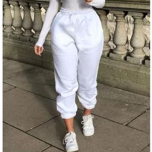 Fashion Huggies Chic Female Joggers Pants - White