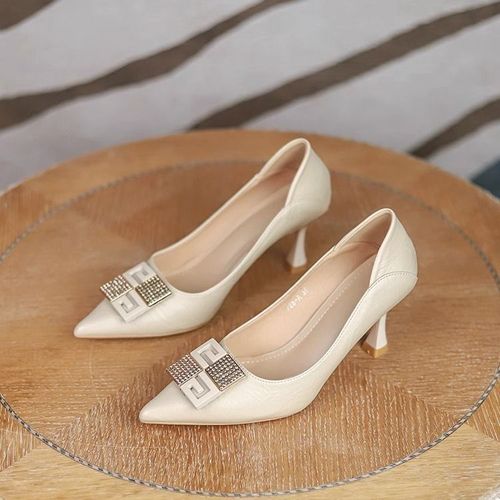 Fashion Leather Pumps Mid Heels Stiletto Wedding Bridal Shoes Beige Jumia Nigeria