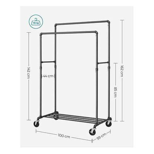 product_image_name-LASA-Rolling Clothes Rack – 90kg Load, Heavy-Duty Double Rail-4