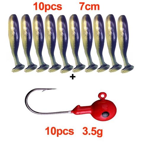 Generic 20pcs/lot Fishing Lure Soft Bait Kit Soft 7cm Colored Jig