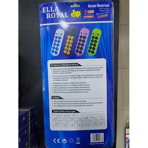 product_image_name-Generic-10 in 1 Plug Extension Socket With 3 USB Port - Fireproof Material & Safety Shutter.-2