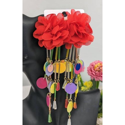 product_image_name-Fashion-Red With Multi-Color Drop Earrings-1