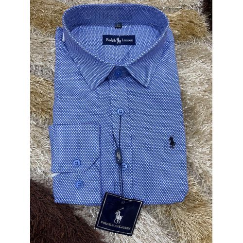product_image_name-Fashion-Quality Stock Checkers Formal Long Sleeves Shirt: Blue & White Office Shirts (Buttons Sleeves)-1