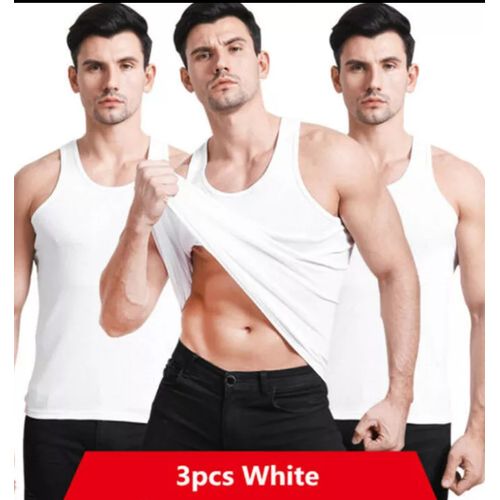 Fashion 3Pcs Original Cotton Singlets For Men: White