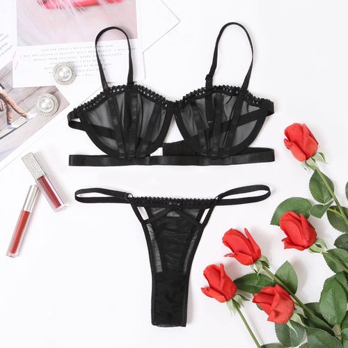 2 Pcs/set Women Fashion Lace Bra Panty Set Push Up Bra Women