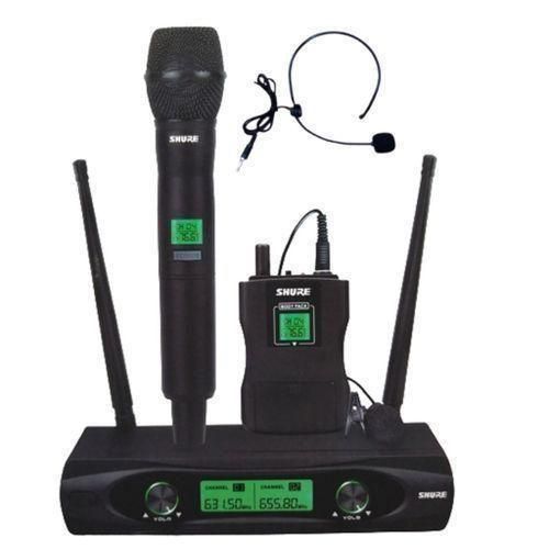 product_image_name-Generic-Shure Lapel Body Clip With Head Mic And Handheld, Wireless Microphone - 3in1-1