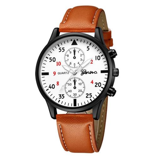 product_image_name-Teso-Men's Business Quartz Watch Leather Strap with Bracelet - Brown-3