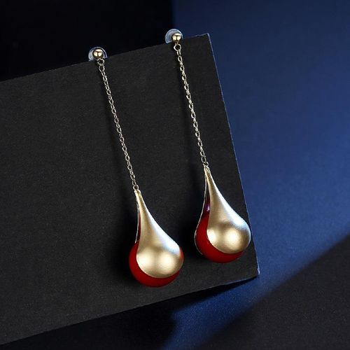 product_image_name-Fashion-Red Tassel Drop Earrings-1