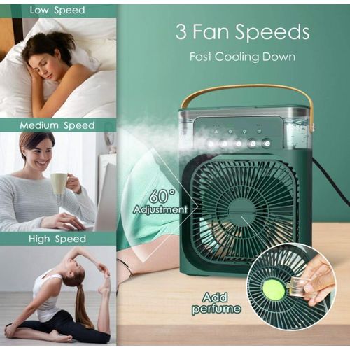product_image_name-Generic-Desktop humidifying fan, USB colorful night light desktop fan - green-2