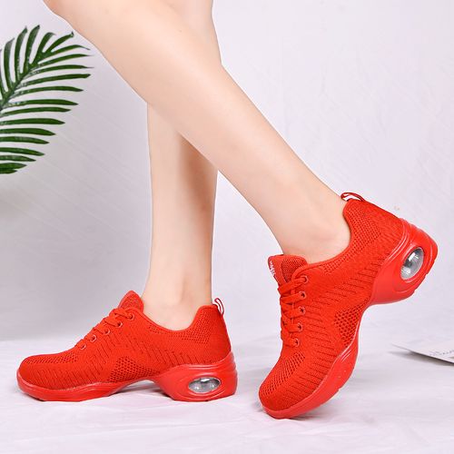 Dance Sneakers for Women Jazz Shoes Breathable Air Cushion Lady Split Sole  Athletic Walking Modern Dance Shoes White 37