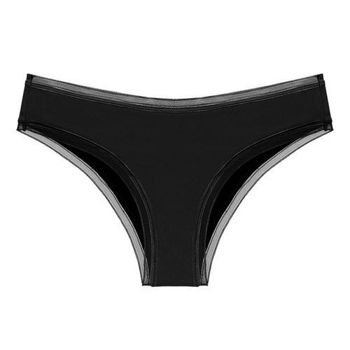 Light Absorbency Lace Detail Thong Period Panty - Black