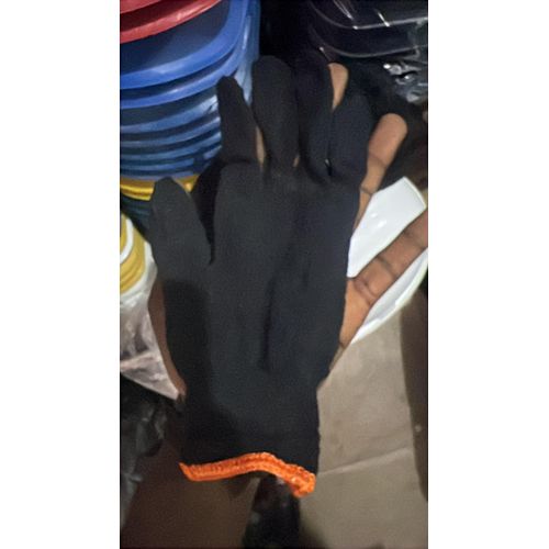 Generic Safety Work Gloves (Black Fabric with Orange Elastic Wrist Cuff) - image 3