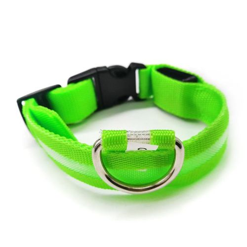 Generic USB Rechargeable LED Pet Collar - Light Up Night Safety Dog Collar (Green, M)