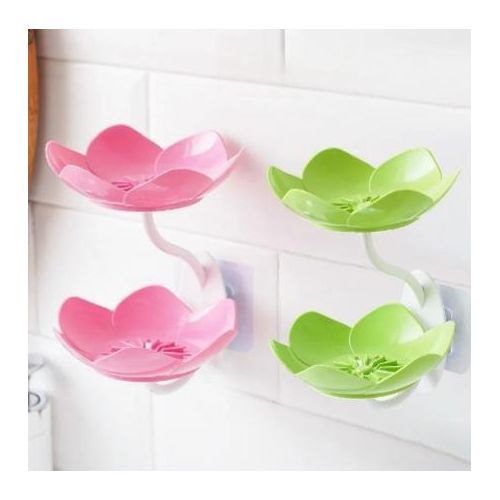 Generic  Soap Holder, Wall-Mounted Without Drilling, Double-Layer Drainage Flower Soap Box, Soap Rack, Bathroom Storage Shelf