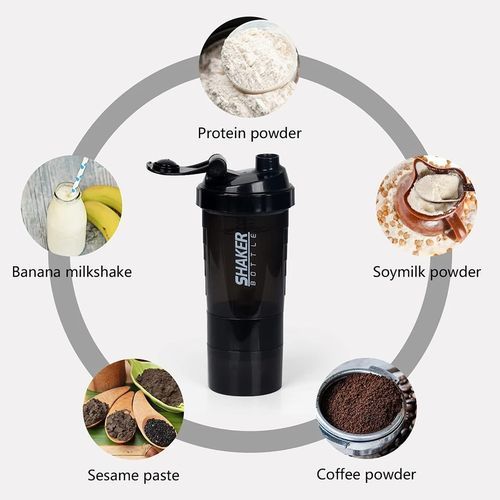 product_image_name-Generic-3in1 Whey Protein Shaker / Mixing Blender Bottle - 500ml Sports & Workout Plastic Drink Cup-3