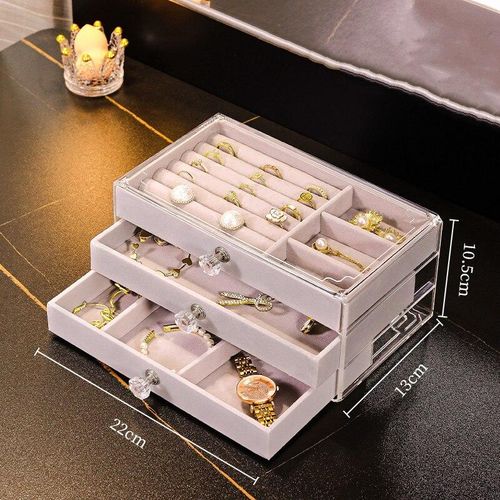 Generic Jewelry Organizer Box Transparent Display Case Three Layer