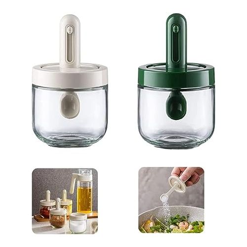 Scoop-Lid Integrated Telescopic Seasoning Jar Retractable Spoon