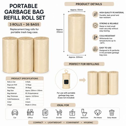 Generic Portable Garbage Bag Set With Case & Refill Rolls – 2 Set - image 3