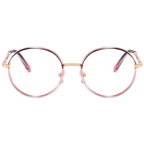Fashion Women's Round Computer Glasses Pink Oversized Eyewear Frames - image 2