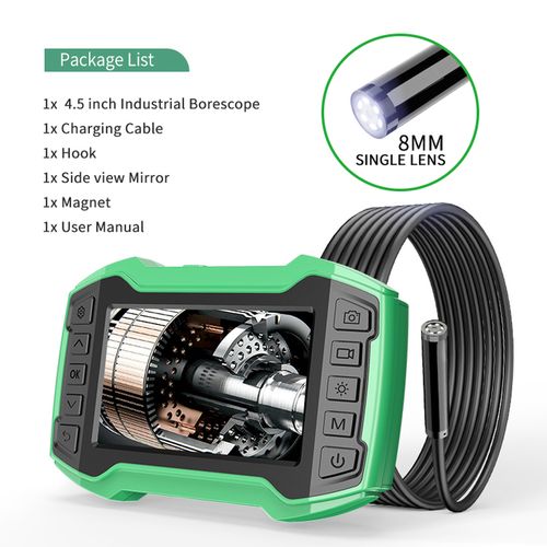 Borescope Inspection Camera 8mm Industrial Endoscope Camera 4.3 Inch HD  Screen 1080P Snake Camera with LED Lights, Semi Rigid Cable for Auto,  Engine