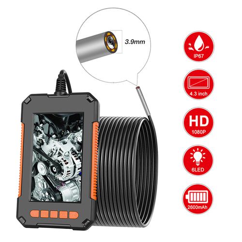 2M 5M 10M HD Endoscope Camera IP67 8mm Len 4.3 LCD Screen Borescope 1080p  Inspection Camera 2600 mAh 8 LED Screen Endoscope